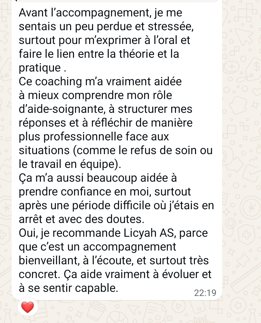 Capture WhatsApp : un accompagnement bienveillant, concret et à l'écoute.