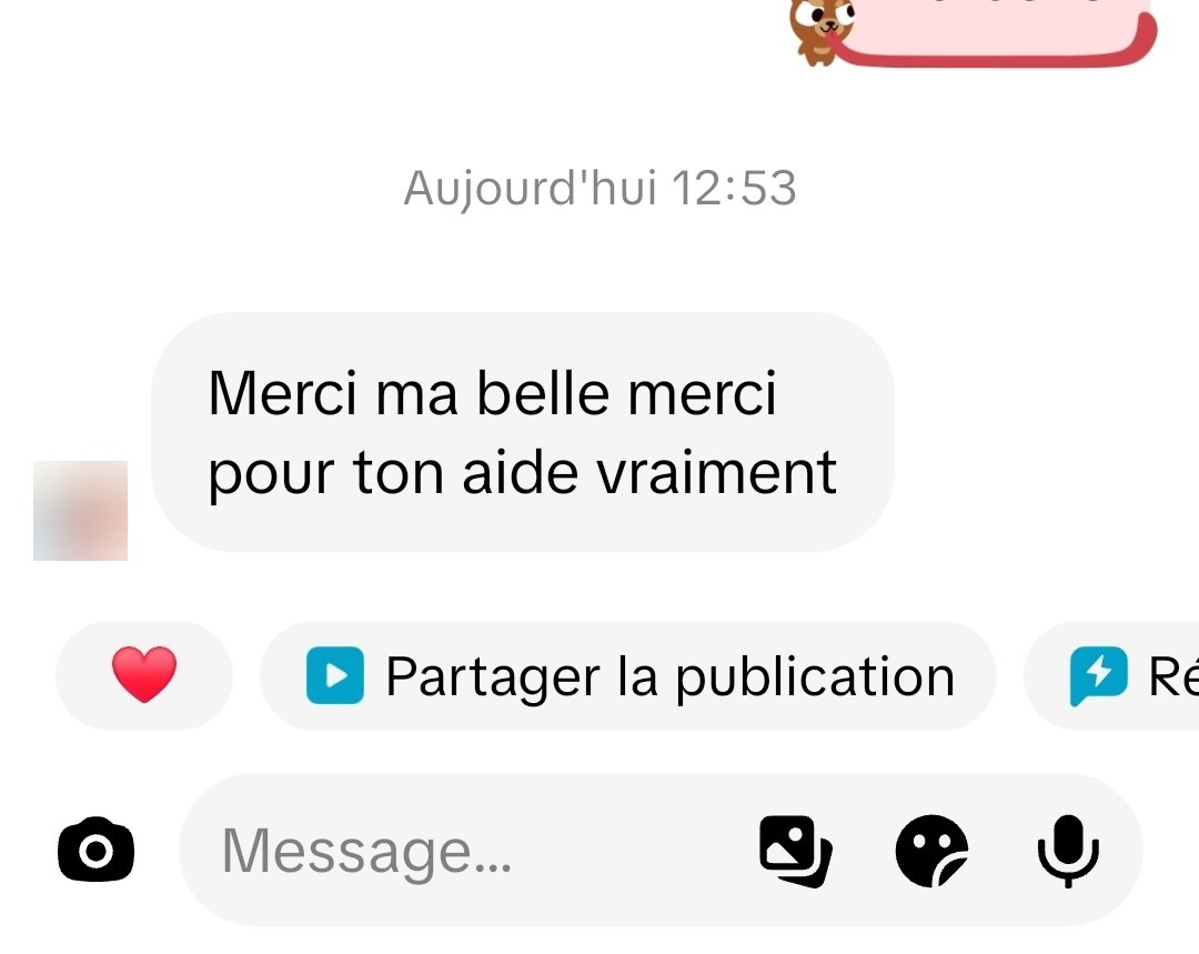 Capture WhatsApp : un grand merci pour l'aide précieuse apportée.