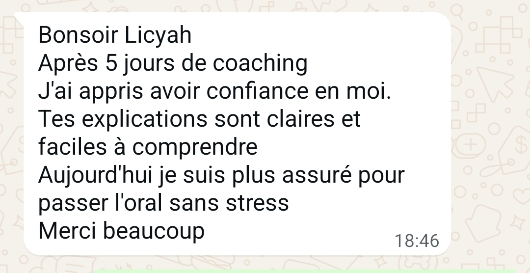 Capture WhatsApp : après 5 jours de coaching, plus de confiance pour l'oral.